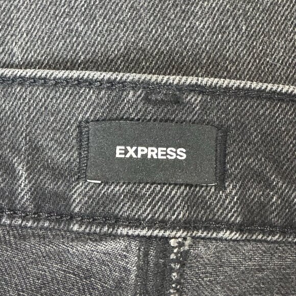 Express Jeans Womens 12R Black Wide Leg High Rise Stretch Distressed Raw Hem - Picture 4 of 13